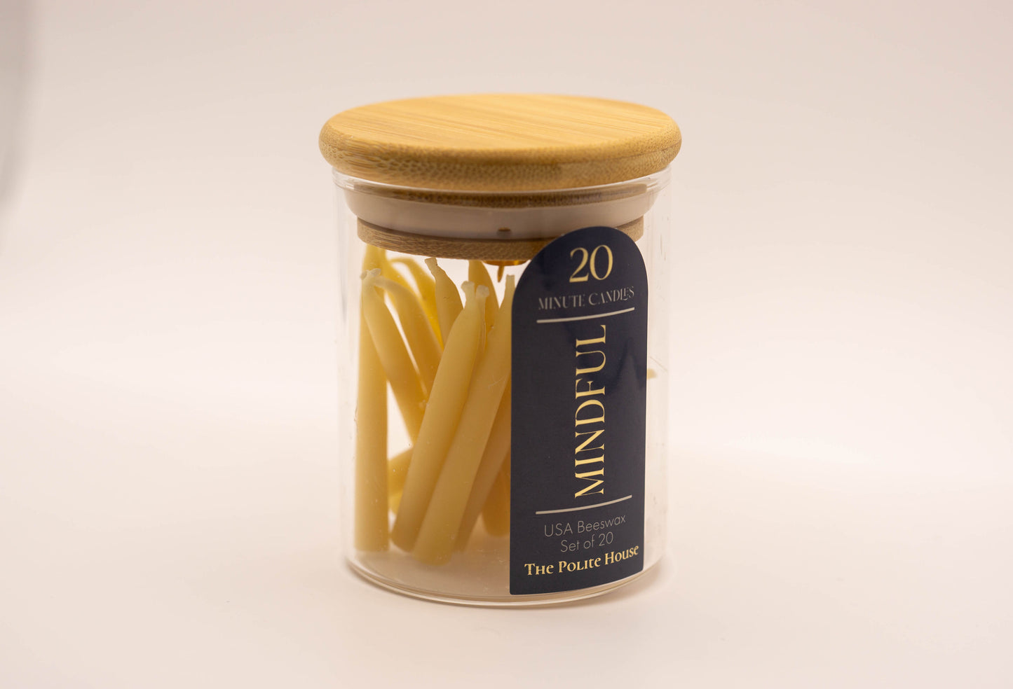 20-Minute Beeswax Candles - MINDFUL - Set of 20 Candles in Jar