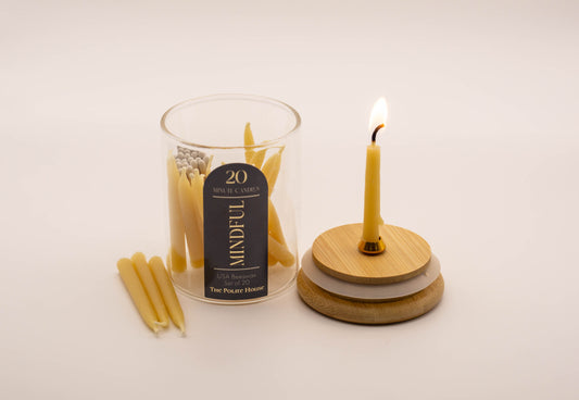 20-Minute Beeswax Candles - MINDFUL - Set of 20 Candles in Jar